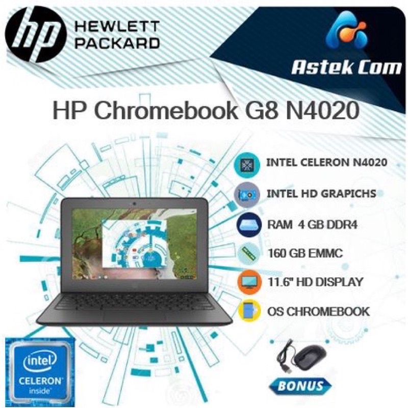 HP chromebook G8 N4020 Intel Celeron 4gb Ram 160gb MMC 11,6"inch