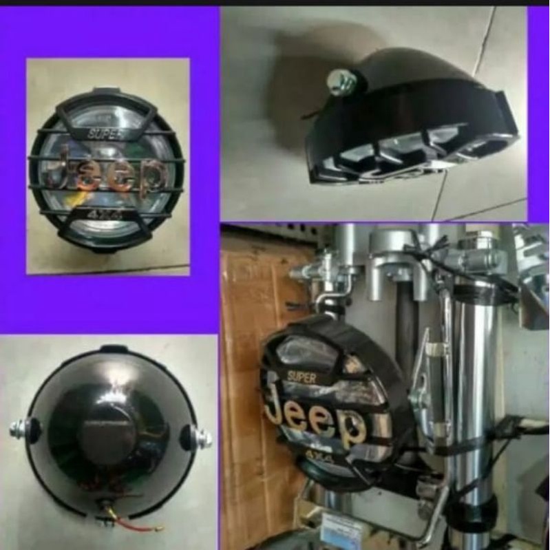 Reflektor Lampu Depan Jeep Kaca Putih PNP Motor Rx-King Tiger Megapro Dll