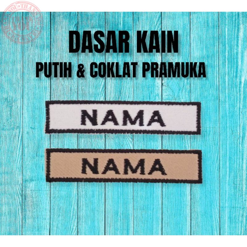 BORDIR NAMA DADA SEKOLAH/NAMETAG/EMBLEM/PATCH Bordir Nama Dada