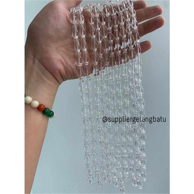 manik ujung kepala tasbih GUCI PUTIH bening aksesori kalung gelang 8mm