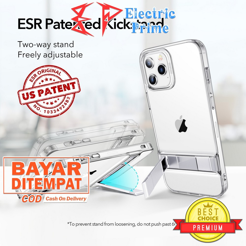 Case iPhone 12 Mini Pro Max ESR Casing Metal Kickstand Silikon Transparan Soft Cover Shockproof