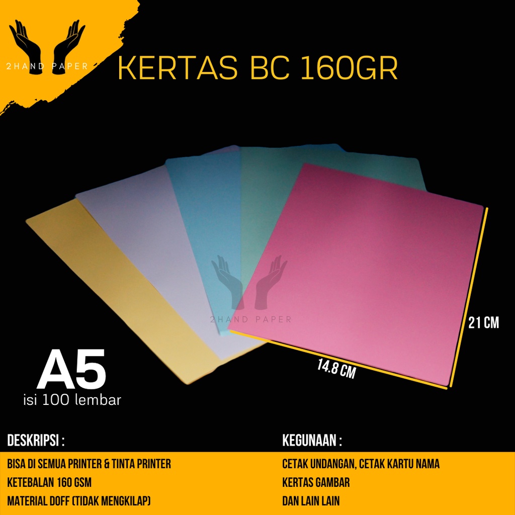 

Kertas BC A5 160 gsm isi 100 lembar / Kertas Brief Card 160 gsm A5