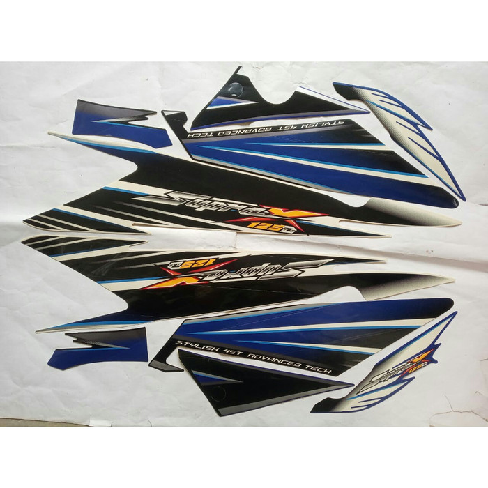 stiker striping honda supra x125 2005-2006 - hitam biru