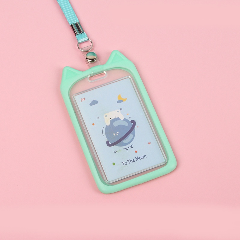 Tali Name Tag Kitten Warna Pastel Lanyard Card Holder Id Card