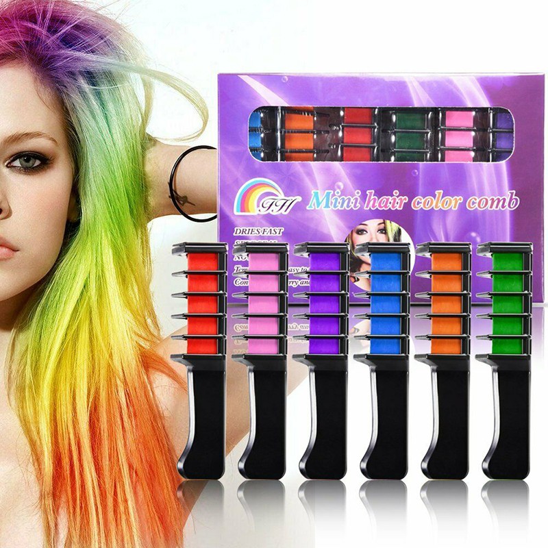 6Pcs Set Sisir Kapur Pewarna Rambut Sementara DIY Tidak 6Pcs Set Sisir Kapur Pewarna Rambut Sementara DIY Tidak