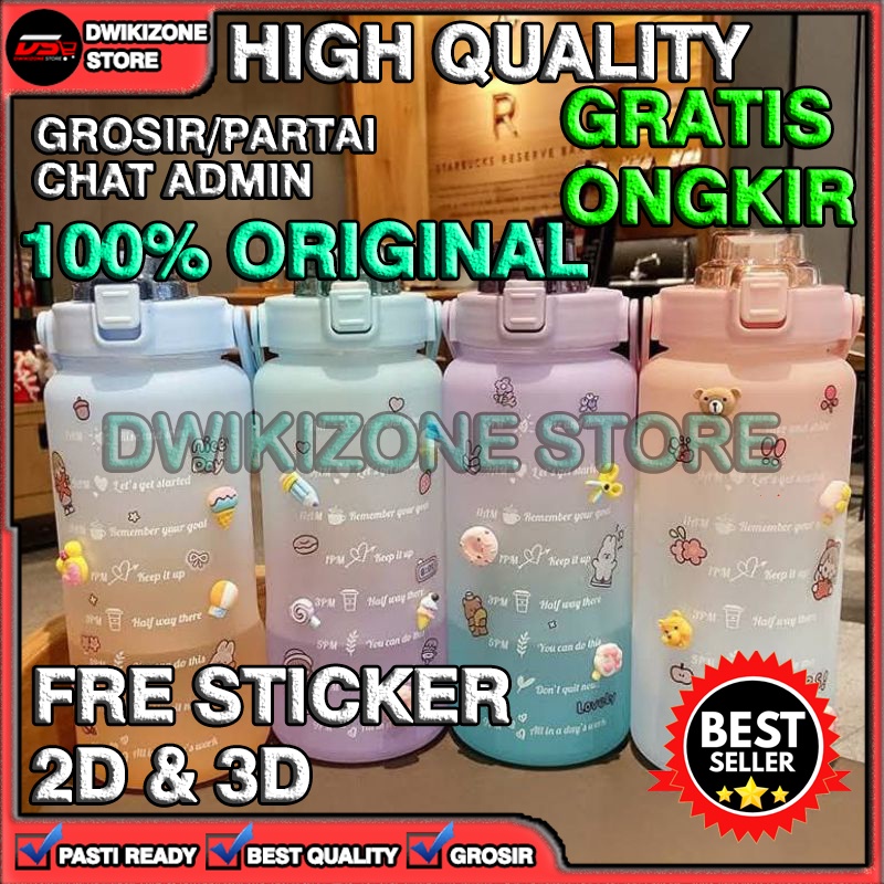 [100% ORIGINAL] BOTOL MINUM VIRAL MOTIVASI GRADASI 2 LITER STIKER 2D 3D 2L