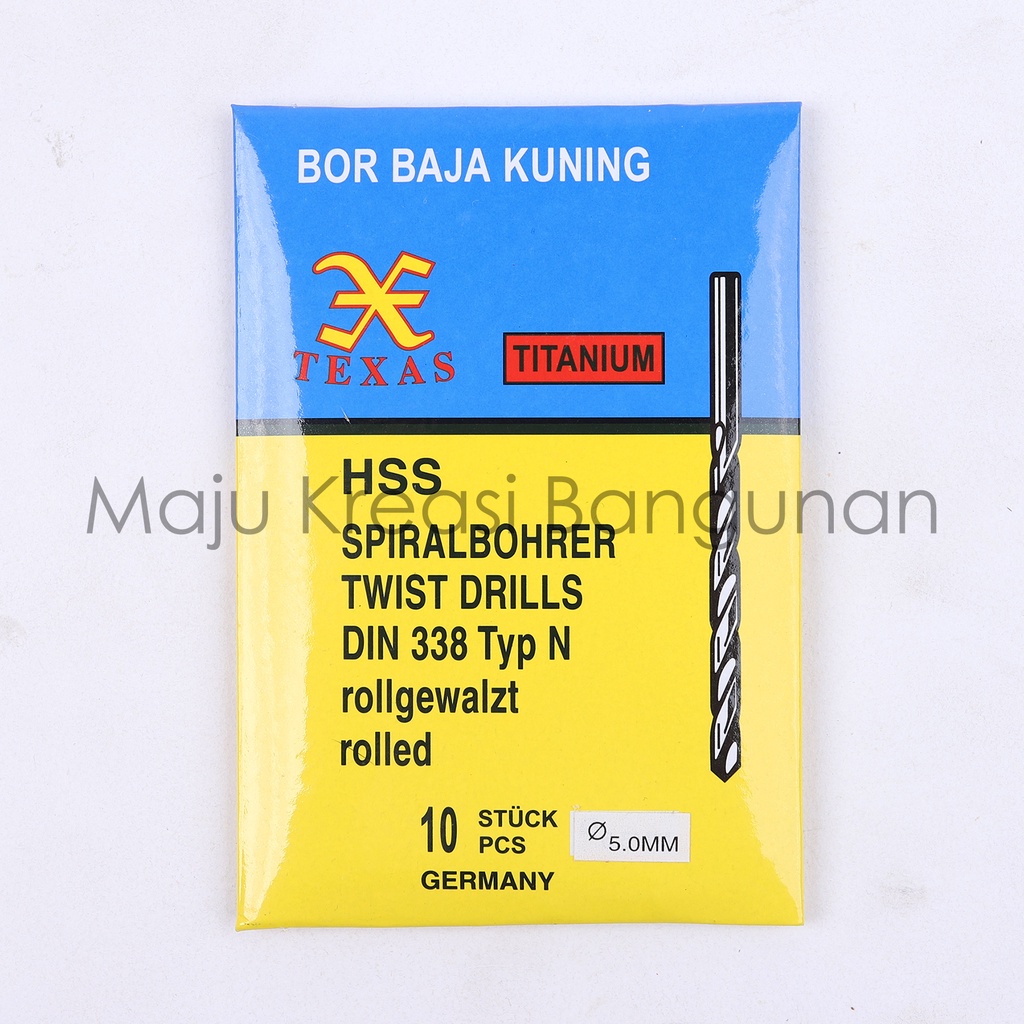 Mata Bor Besi Baja Kuning 5mm 5 mm Kuningan Twist Drill Titanium