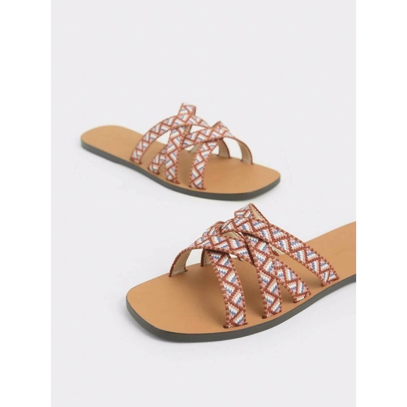 [7.7 Boombastis Sale⚡] - SANDAL WANITA CKS352 WOVEN STRAPPY SLIDE  PREMIUM IMPORT