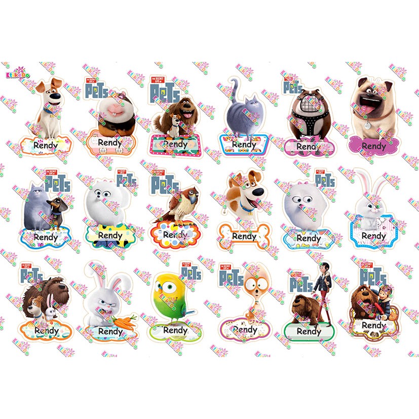 

LABEL NAMA THE SECRET LIFE OF PETS 72 STIKER-WATERPROOF-4 Nama SL1M4