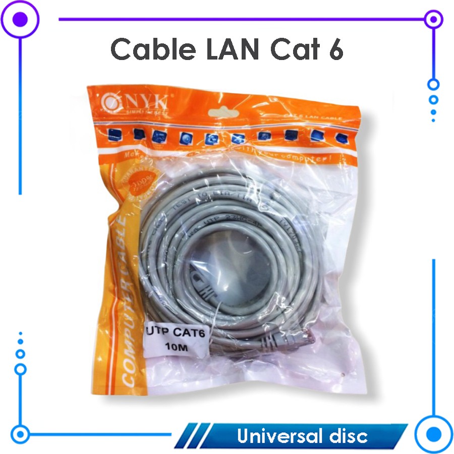 Kabel LAN UTP Cat 6 10M NYK - Kabel LAN 10M Cat6 - Kabel UTP 10M - Kabel Jaringan internet