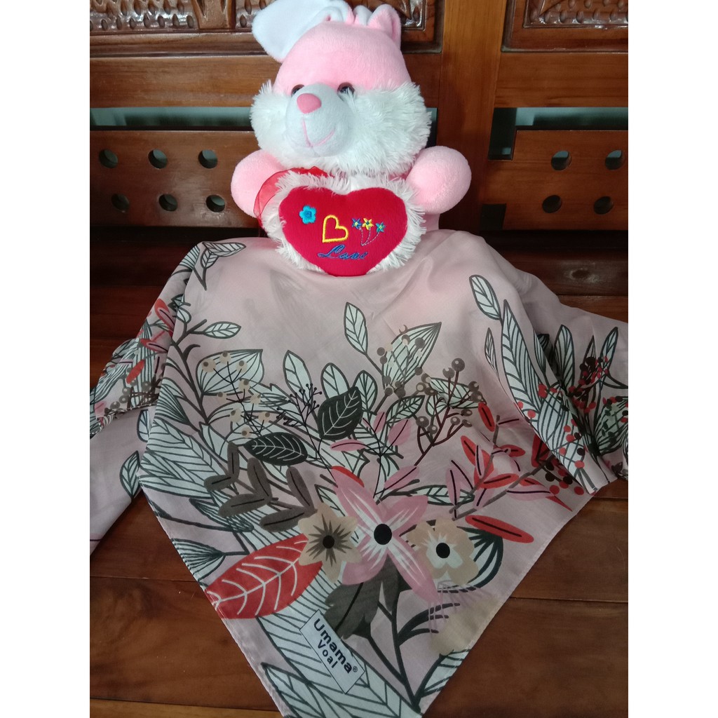 HIJAB UMAMA VOAL PRINT MOTIF SEGI EMPAT  D14 Pink Soft