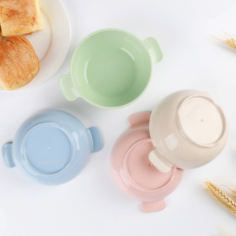 LCX 8 Set Mangkuk Anak Wheat Straw Mangkuk / Bowl + Spoon Tempat Makan Anak