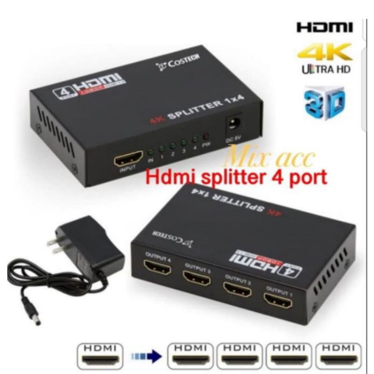 HDMI Splitter 4 port hub HD 1080P 3D