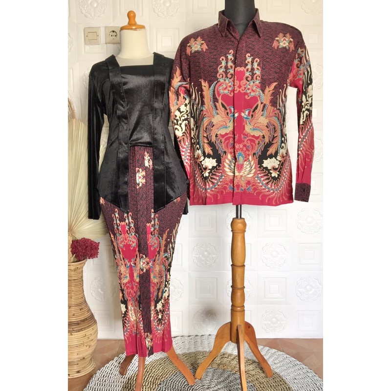 Rok plisket batik modern dan kemeja / set sarimbit / couple kondangan