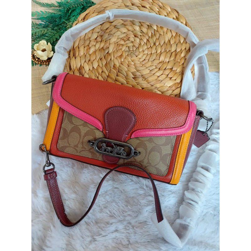 Coach Jade Shoulder Signature Orange Colorblock