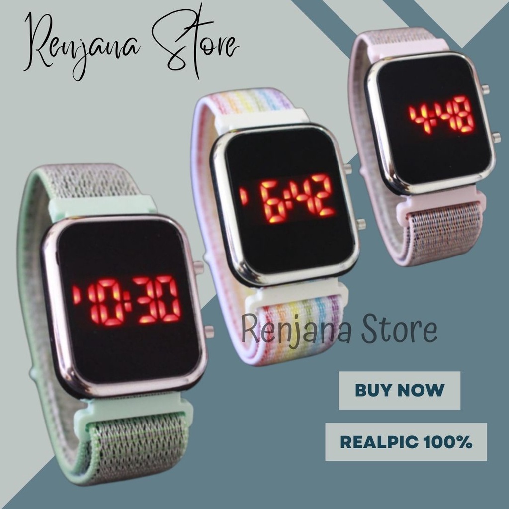 Jam LED Digital Watch Strap Kanvas Segi Jam tangan LED digital Wantia