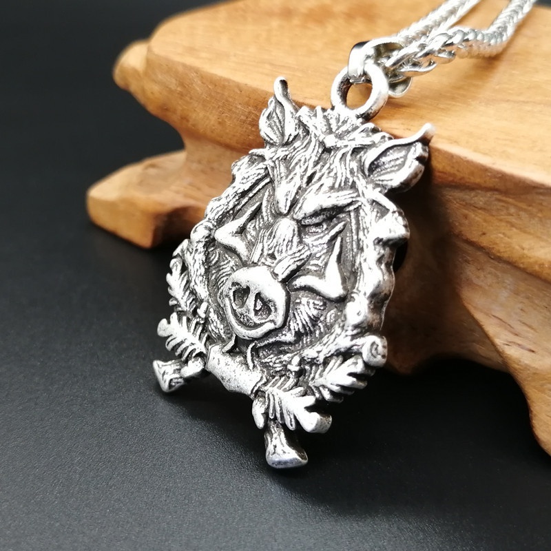 Kalung Liontin Celtic Boar Bahan Stainless Steel Untuk Pria