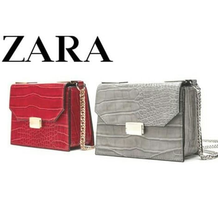 Tas wanita zara morc croco hitam ori import,supplier tangan 1 - Hitam