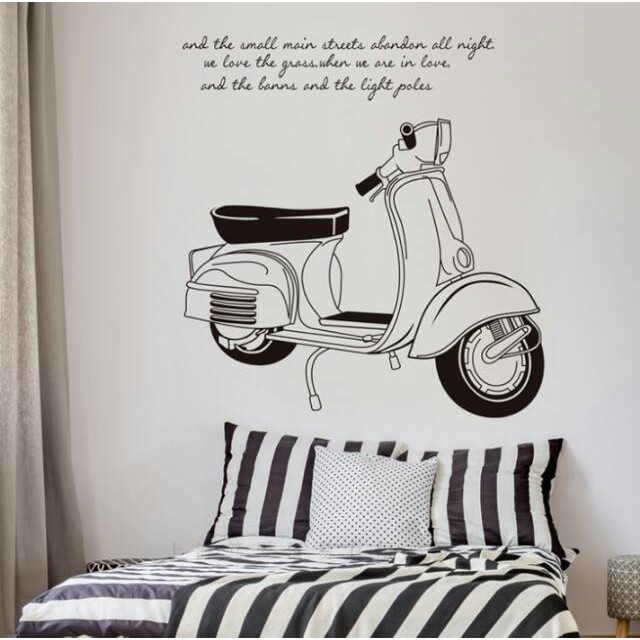 Wall Sticker Stiker Dinding 60x90 Motor Vespa Siluet Hitam Hiasan Dinding Jm7161 Shopee Indonesia