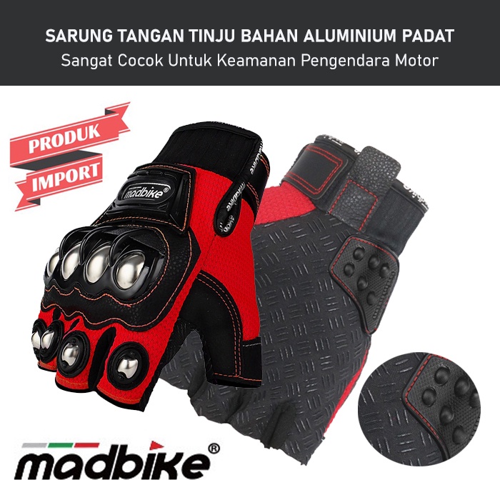 Sarung Tangan Motor Madbike - Anti Selip - Anti Jatuh - Sarung Tangan Tinju Besi