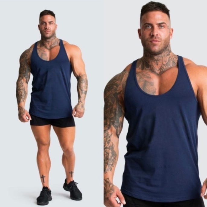 Singlet Tali Kecil Gym Polos Oversize / Kaos Dalam Pria Sport - Navy