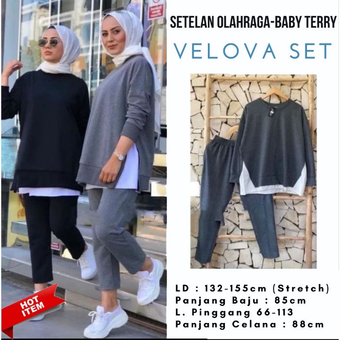 ONE SET WANITA BEST SELLER-Setelan Baju Olahraga Lengan Panjang Wanita Hijab MURAH