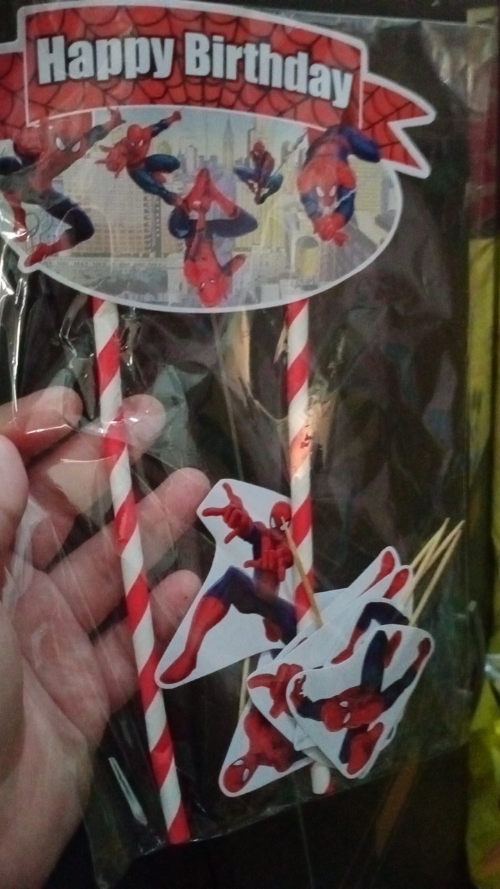 Hiasan Kue Cake Topper Birthday C1 Spiderman Isi 7