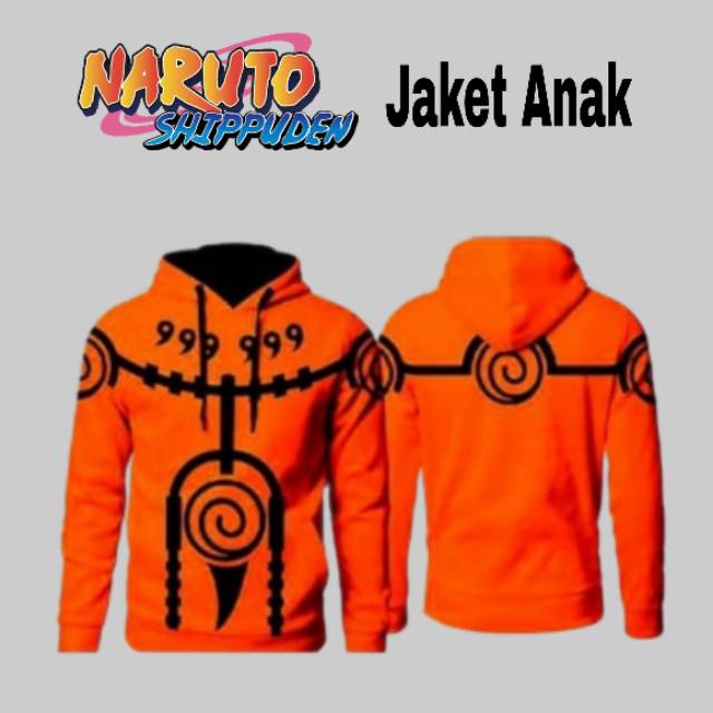 Jaket Anak Anime Naruto Kyubi Oren Hoodie
