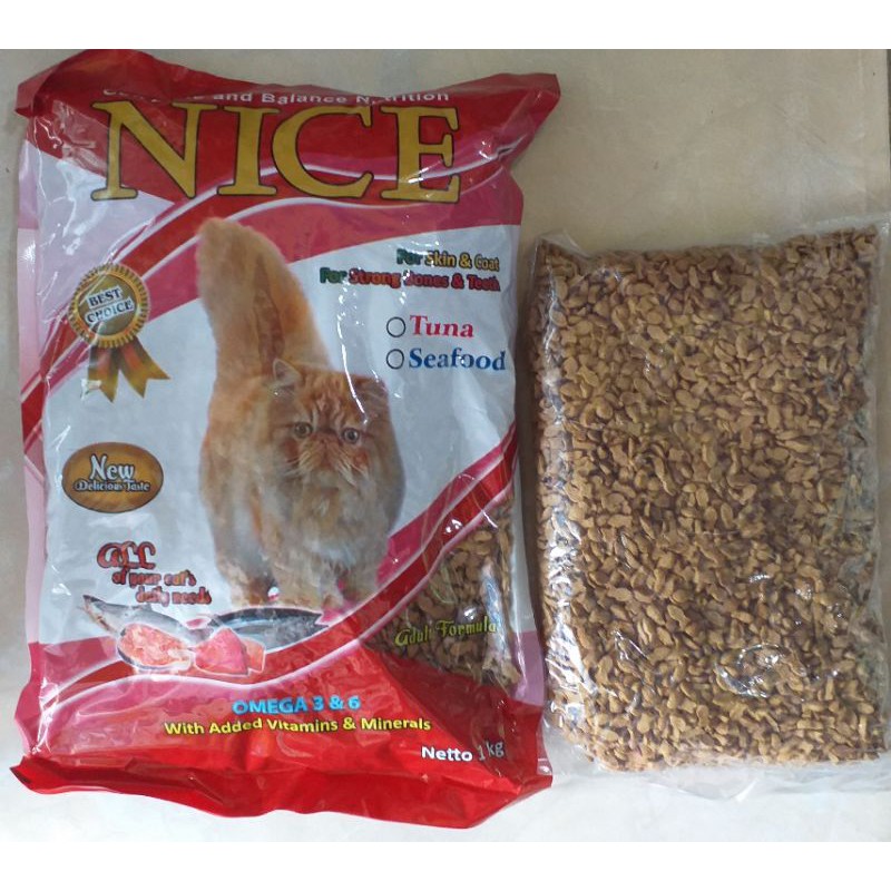 NICE IKAN MAKANAN KUCING MAKANAN KERING KUCING 1 KG