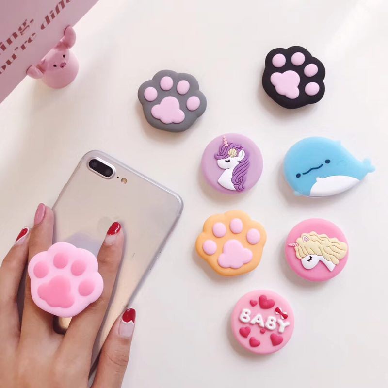 [Bayar Di Tempat]Casing Bentuk Kucing Unicorn Lucu untuk Samsung Xiaomi Smartphone 3D popsocket