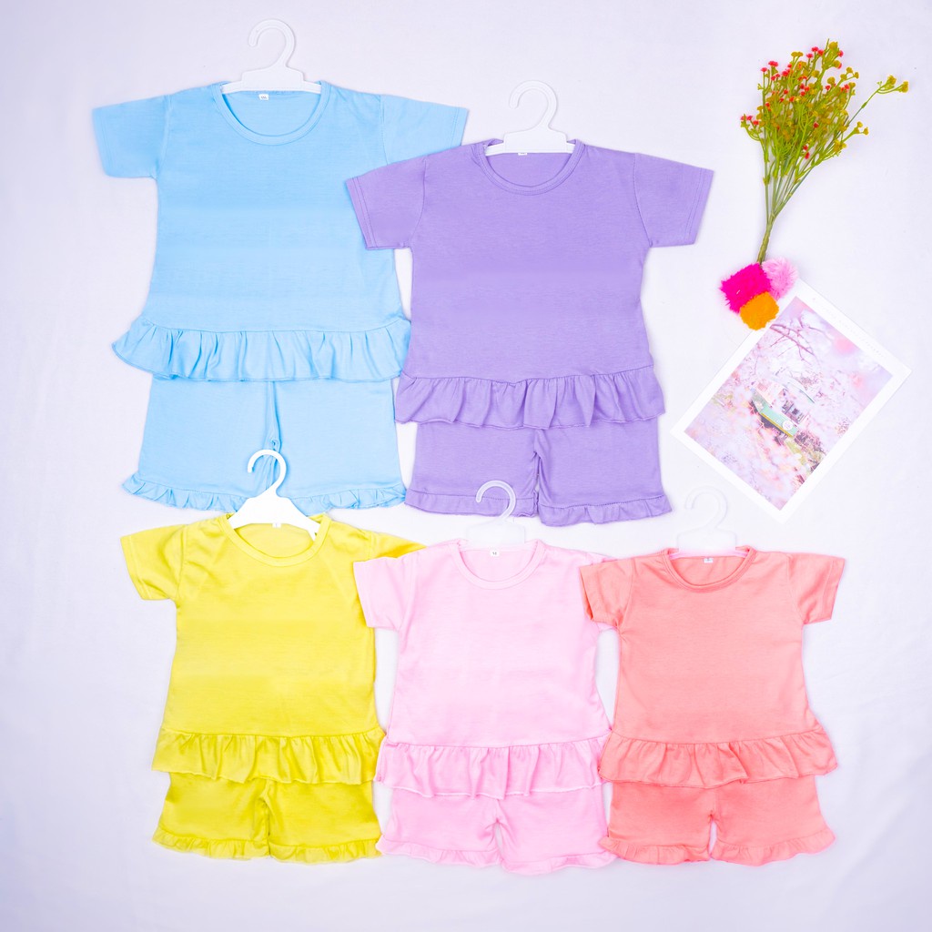 SETELAN RUFFLE SET POLOS / SETELAN ANAK PEREMPUAN POLOS / SETELAN BALITA POLOS