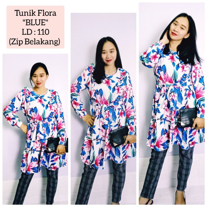 Tunik flora - long tunik bunga - tunik panjang motif bunga