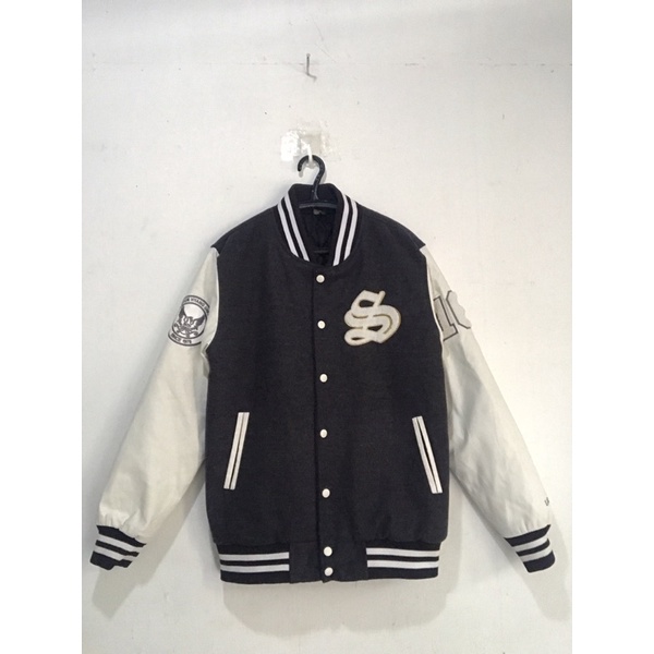 jaket varsity leather univ second