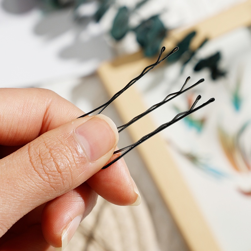 60pcs / Pak Jepit Rambut Bobby Pins Warna Hitam Untuk Wanita
