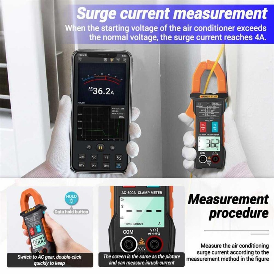 ANENG Digital Bluetooth Multimeter Voltage Tester Clamp - ST207