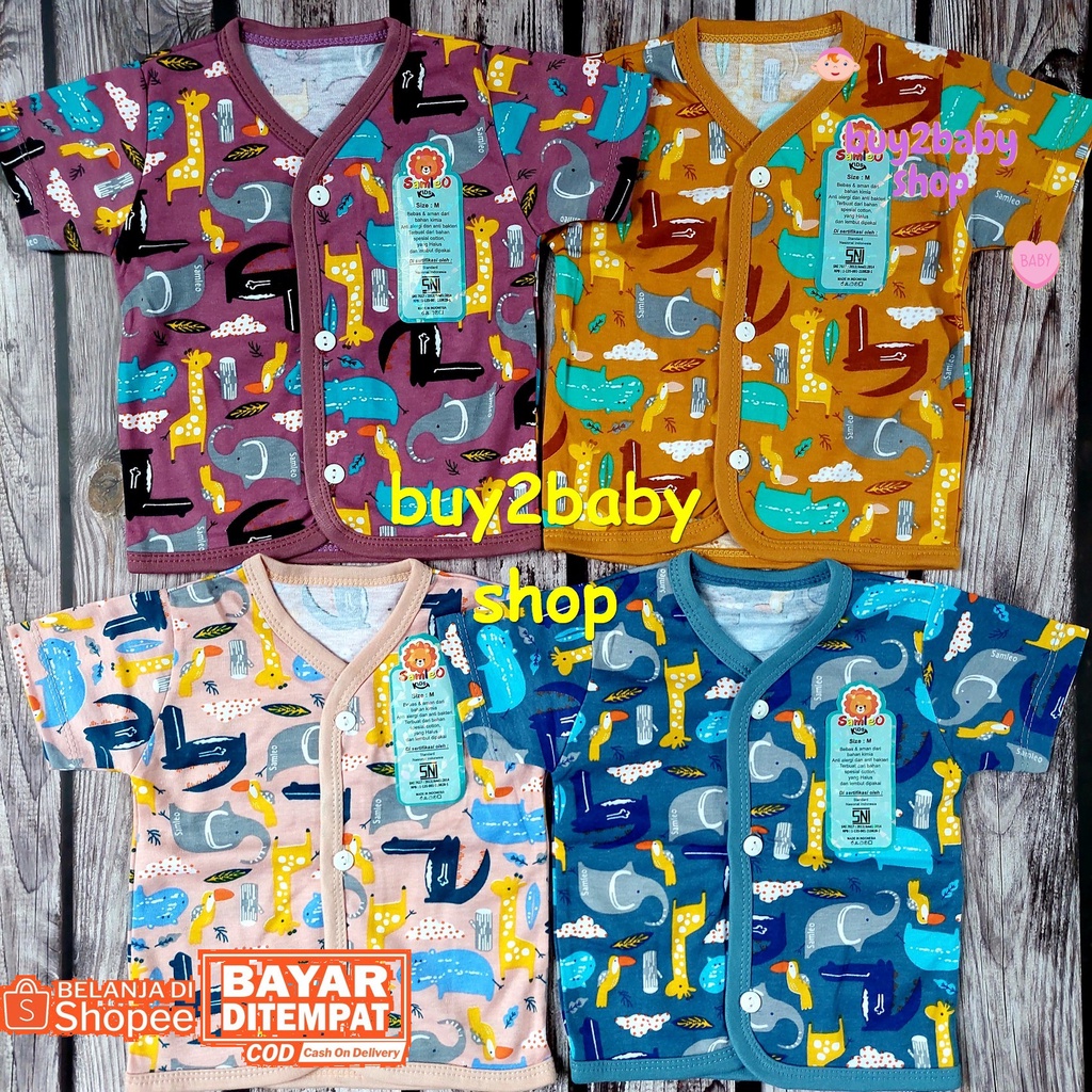 Baju bayi piyama pendek print warna Samleo Baby 0-9 Bulan isi 4 Baju