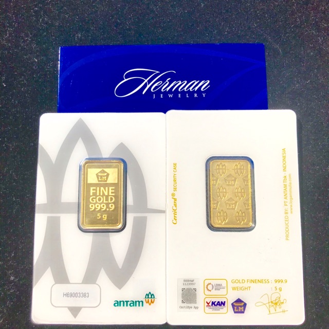 LOGAM MULIA 5g / LM ANTAM 5g / ANTAM 5gr / EMAS BATANGAN KEPINGAN 5 GRAM