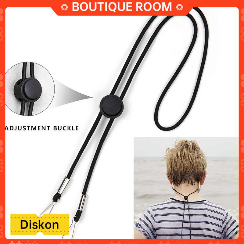 

Ready✨Adjustable Windproof Rope Buckle Elastis Band Masker Lanyard Hat dengan Hood StringBER