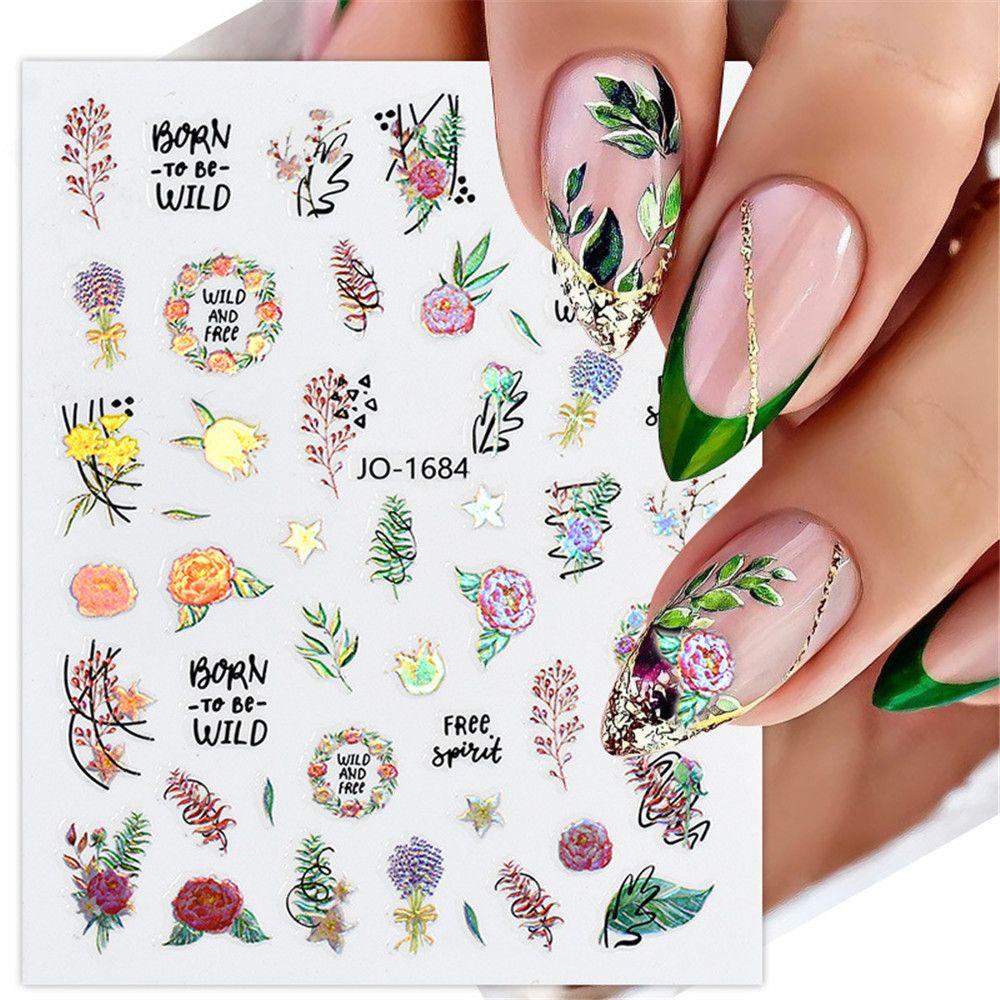 R-flower 3D Stiker Kuku Flowers Selfadhesive Hologram Nail Art Dekorasi