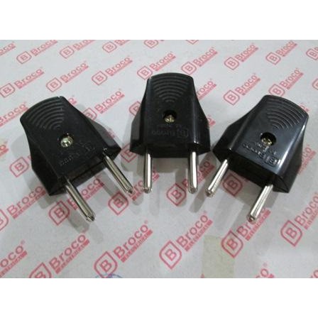 BROCO 344LN STD 2-Pole Plug 6A 250V Black - Steker Biasa