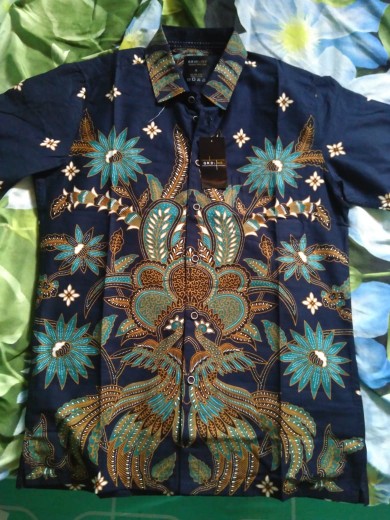 [gridline - Ls035 Tosca & Maroon] Kemeja Batik Slimfit Pria Katun Lengan Panjang