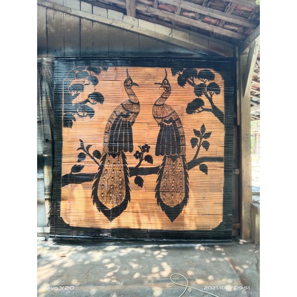 TIRAI BAMBU KEREY BAMBU MOTIF MERAK UK 2X2 METER