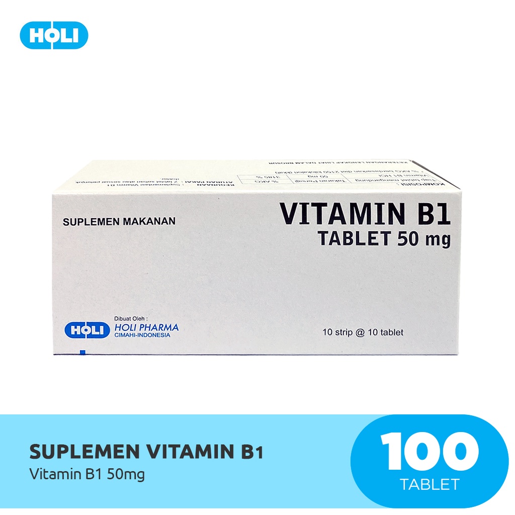 Jual Holi Pharma Vitamin B1 50 mg Suplementasi Vitamin B1 100 Tablet