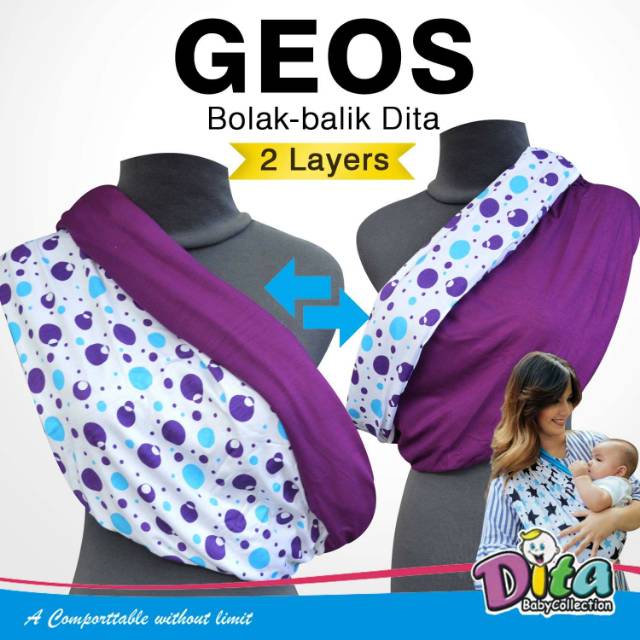 Bisa TUKAR SIZE, Geos gendongan kaos Bolak balik Premium Anak bayi balita Instan tanpa ring GEOS DTA