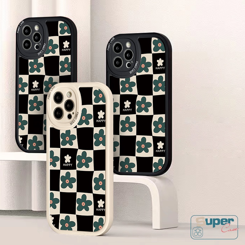 Case Untuk Realme C53 C31 C55 C21Y C35 C12 C30 GT 8i 6i 5 5i 9i 7i 6 8 Pro 10 Pro+6s 7 C25Y C15 C25 C25s C11 C17 C20 C20A C3 C21 Art Retro Bunga Abstrak Kotak-Kotak Soft Case Geometri