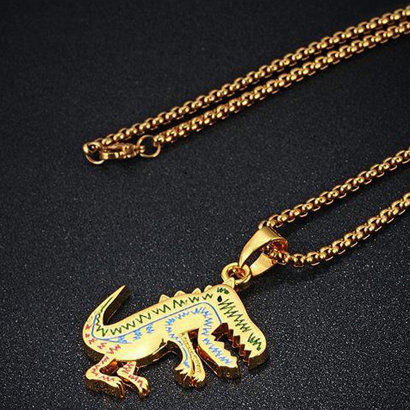 In hip hop fashion rakasa kecil dinosaurus kalung hiphop Jalan pria dan wanita disco melompat perala