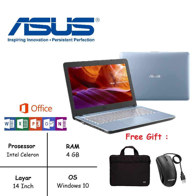 [FREE FLASHDISK] Laptop ASUS Vivobook X441 INTEL AMD RAM 4GB HDD 1TB