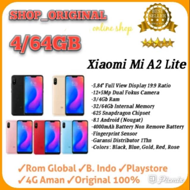 Xiaomi Mi A2 Lite Ram 4Gb internal 64Gb Garansi 1Tahun