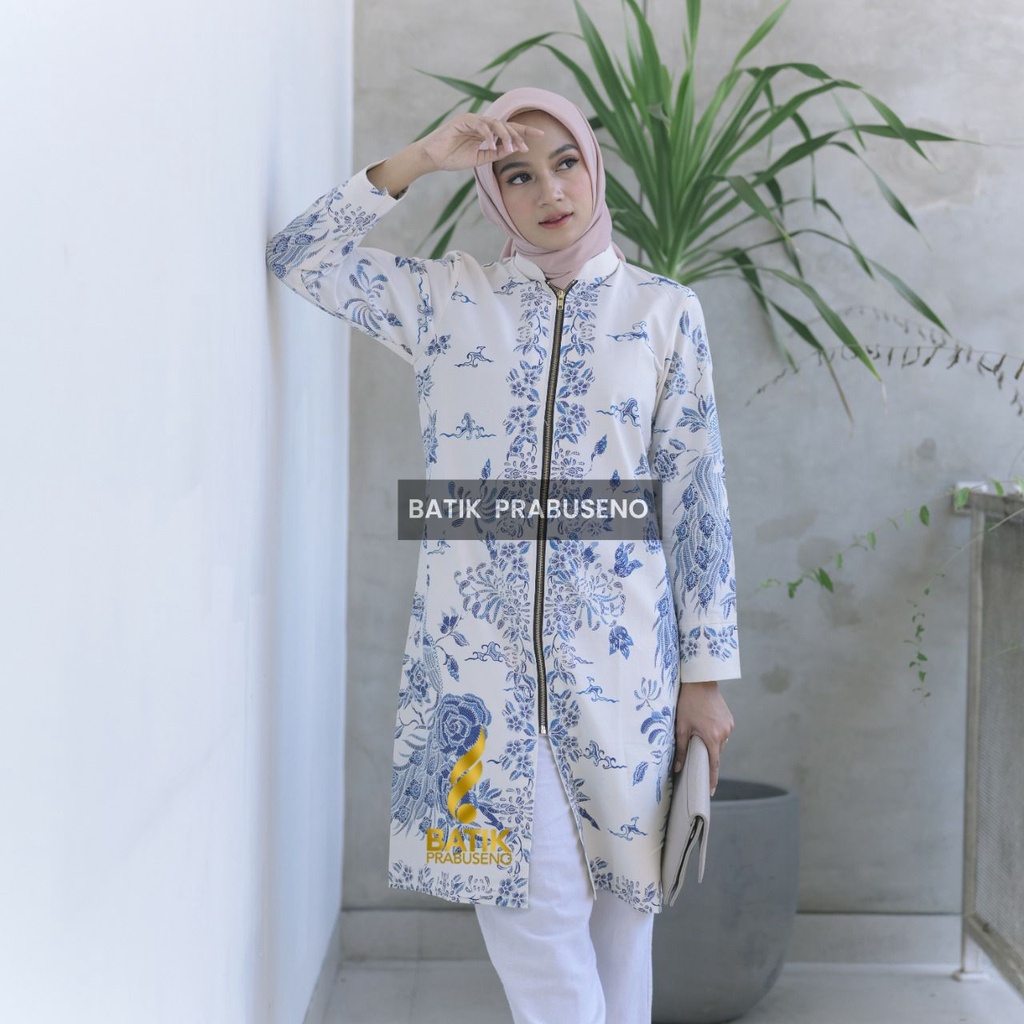 Bianca Batik Tunik Jumbo Kualitas Premium Original Prabuseno Batik Modern Hijab Seragam Batik Atasan