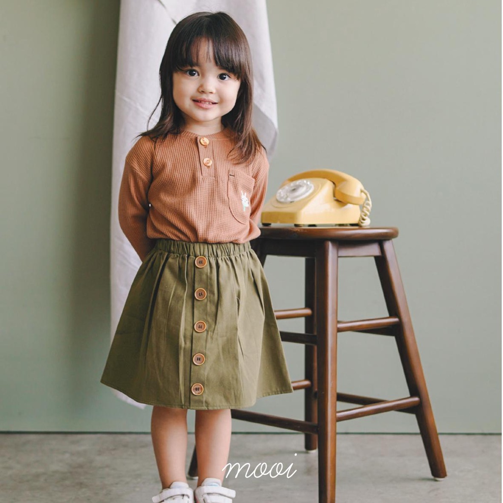 PROMO 7.7 PROMO BAJU LEBARAN MURAH MOOI MIKKA BUTTON SKIRT ROK KANCING ROK ANAK FASHION ANAK PEREMPUAN 1-5 TAHUN